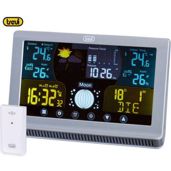 TREVI ME 3P70 RC bežična meteorološka stanica, zidna / stolna, vrijeme, vrijeme, temperatura, vlažnost, tlak, vanjski senzor