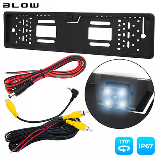 BLOW BVS-547 Kamera za vožnju unatrag, tablica za automobil, IP67 vodootporna, crna