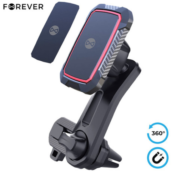 FOREVER MH-250 magnetni auto držač za telefon, rotirajući 360°, 2 magneta, crni