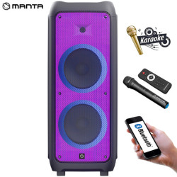 MANTA SPK5450 PHANTOM prijenosni KARAOKE zvučnik, Bluetooth 5.0, 30,000W P.M.P.O., TWS, Equalizer, punjiva baterija, X-Bass, FM Radio, USB / microSD / AUX / MIC-in, crni