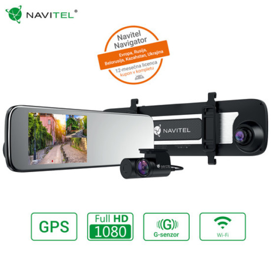 Pametno auto ogledalo NAVITEL MR450 GPS, prednja i stražnja auto kamera, Full HD, 5.5" IPS ekran, Night Vision, SONY senzor, GPS, aplikacija