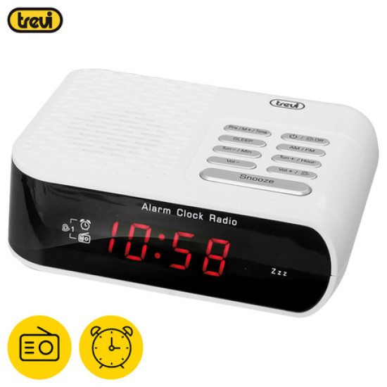 TREVI RC 827 Digitalni radio budilica, FM radio, Snooze, Sleep, bijela