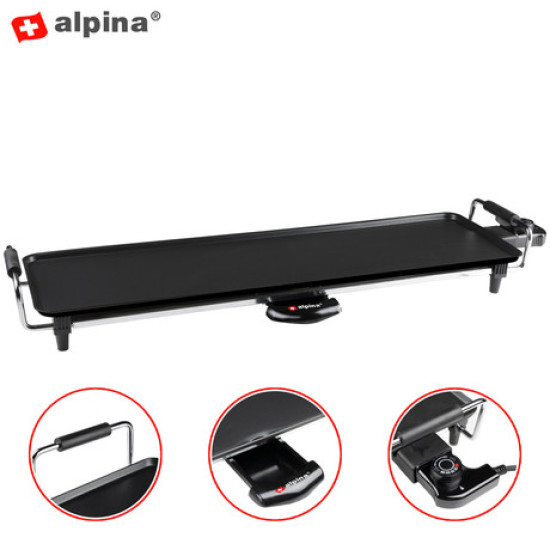 ALPINA Teppanyaki GRILL električna ploča za roštilj, 1800W, 70x23cm