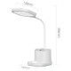 PLATINET PDL008 namizna LED svetilka, 5v1, nastavljiva svetlost, posodica za pisala, stojalo za telefon, polnjenje naprav, nočna svetilka, polnilna baterija, nastavljiv vrat, bela