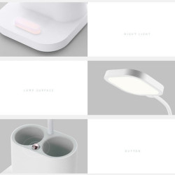 PLATINET PDL008 namizna LED svetilka, 5v1, nastavljiva svetlost, posodica za pisala, stojalo za telefon, polnjenje naprav, nočna svetilka, polnilna baterija, nastavljiv vrat, bela PLATINET PDL008 namizna LED svetilka, 5v1, nastavljiva svetlost, posodica za pisala, stojalo za telefon, polnjenje naprav, nočna svetilka, polnilna baterija, nastavljiv vrat, bela