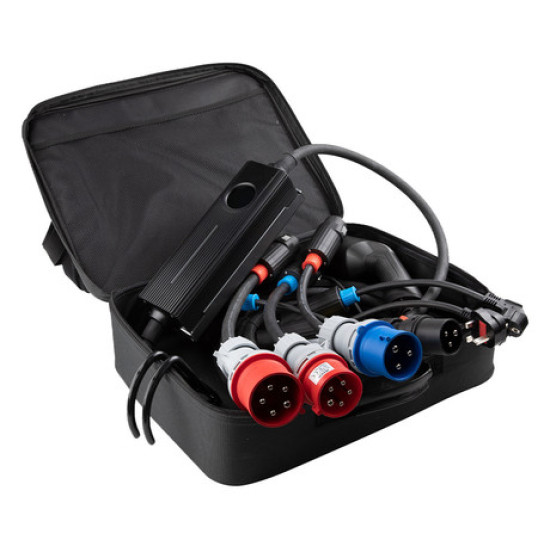 Platinet PC050EV prijenosni EV električni punjač, 16kW, 6m, 6 adaptera, za električna / hibridna vozila, TIP 2/SCHUKO/UK/CEE, LED zaslon osjetljiv na dodir, torba Platinet PC050EV prijenosni EV električni punjač, 16kW, 6m, 6 adaptera, za električna / hibridna vozila, TIP 2/SCHUKO/UK/CEE, LED zaslon osjetljiv na dodir, torba