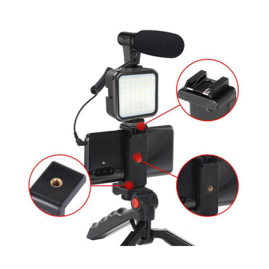 Platinet PMVG4IN1 4u1 VLOG komplet za snimanje, mikrofon, LED svjetlo, držač, postolje, univerzalno