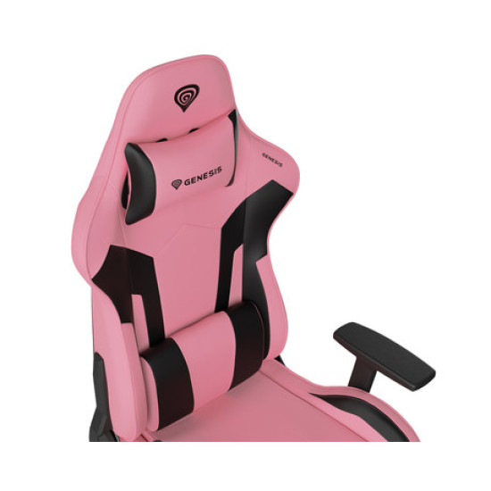 GENESIS NITRO 720 igraća stolica, ergonomska, podesiva visina/nagib, 3D nasloni za ruke, CareGlide™ kotači, ružičasto crna