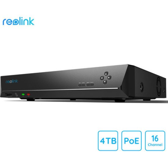 Reolink RLN16-410 jedinica za snimanje, 4TB, povezivanje do 16 kamera, proširiva memorija do 12TB, kontinuirano snimanje, PoE instalacija, crna
