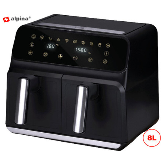 ALPINA DOUBLE friteza/friteza, XXL, 8L, bez ulja, 80% manje masnoće, 1700W, digitalna