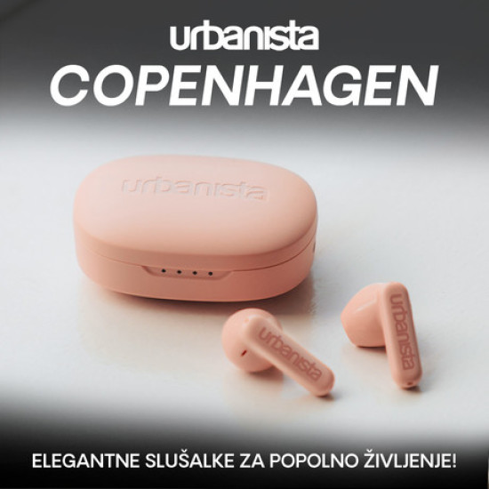 Bežične slušalice URBANISTA COPENHAGEN, Bluetooth® 5.2, TWS, do 32 sata reprodukcije, kontrola na dodir, IPX4 vodootporan, USB Type-C, roze (Dusty Pink)