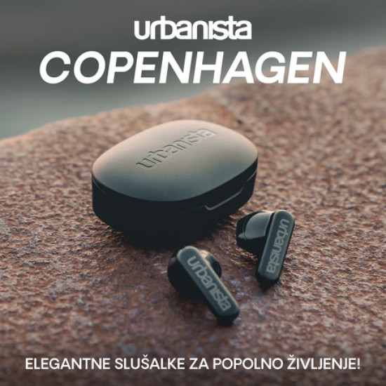 URBANISTA COPENHAGEN bežične slušalice, Bluetooth® 5.2, TWS, do 32 sata reprodukcije, kontrola na dodir, IPX4 vodootporan, USB Type-C, crna (Midnight Black)
