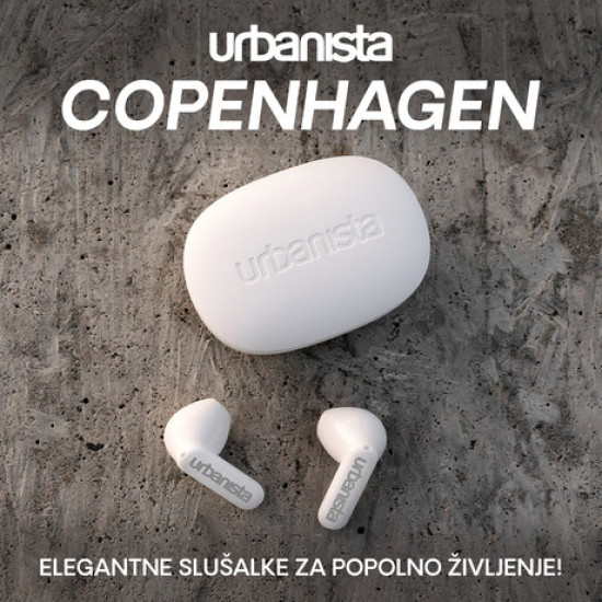 Bežične slušalice URBANISTA COPENHAGEN, Bluetooth® 5.2, TWS, do 32 sata reprodukcije, kontrola na dodir, IPX4 vodootporan, USB Type-C, bijele (Pure White)