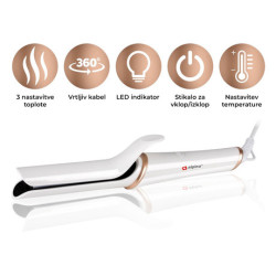 ALPINA pegla za kosu, 25W, podesiva temperatura, LED indikator, 360° kabel, bijela ALPINA pegla za kosu, 25W, podesiva temperatura, LED indikator, 360° kabel, bijela