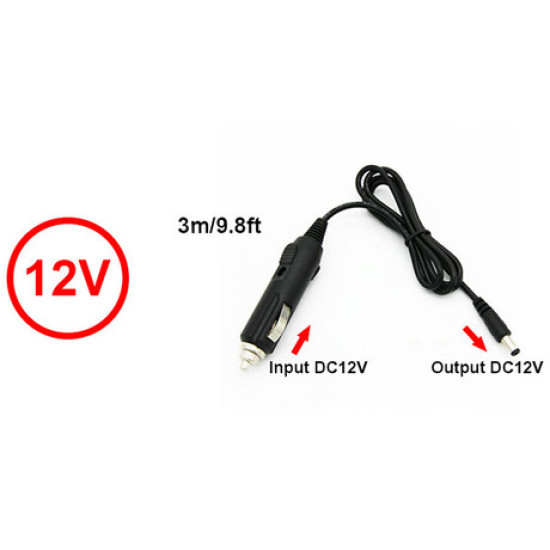 BYINTEK auto punjač za projektore, DC 12V, kompatibilan s BYINTEK projektorima P12 i P20, crni