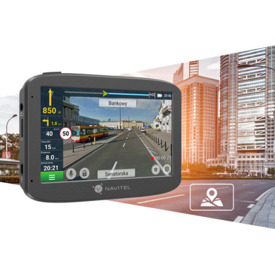 Auto kamera i navigacija NAVITEL RE 5 DUAL, 2u1, Full HD 1080p, GPS, Night Vision, 360° rotacijska leća, microSD do 32GB, G-senzor, siva