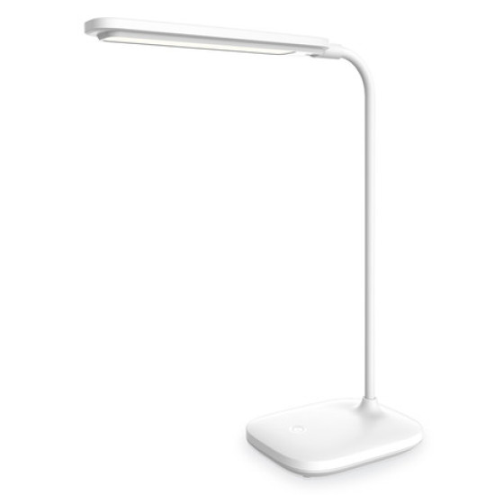 PLATINET PDL6728 LED stolna lampa, 2u1, podesiva svjetlina, noćno svjetlo, baterija, podesivi vrat, bijela