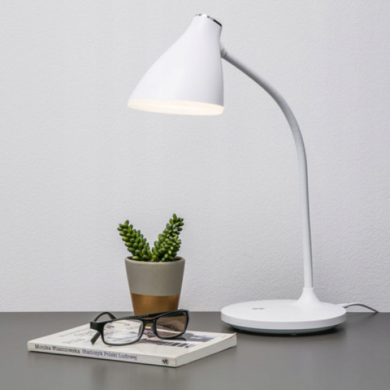 PLATINET PDL6730 LED stolna lampa, 2u1, podesiva svjetlina, noćna lampa, baterija, podesivi vrat, retro / vintage, bijela