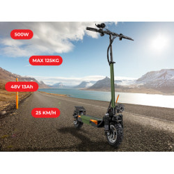 NOVO - Električni romobil TREVI Velociptor CLIMB 2, ES111OR OFF ROAD, 10'', sklopivi, LED rasvjeta, LED displej, motor 500W, domet do 35km, do 125kg, 6x ovjes, žmigavci, crno-zeleni NOVO - Električni romobil TREVI Velociptor CLIMB 2, ES111OR OFF ROAD, 10'', sklopivi, LED rasvjeta, LED displej, motor 500W, domet do 35km, do 125kg, 6x ovjes, žmigavci, crno-zeleni
