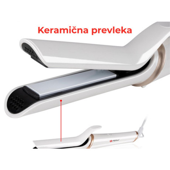 ALPINA pegla za kosu, 25W, podesiva temperatura, LED indikator, 360° kabel, bijela