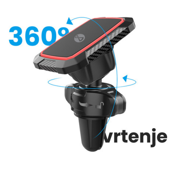 FOREVER MH-260 auto držač za telefon, magnetski, 360° rotirajući, 2 magneta, crni