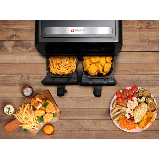 ALPINA DOUBLE friteza/friteza, XXL, 8L, bez ulja, 80% manje masnoće, 1700W, digitalna