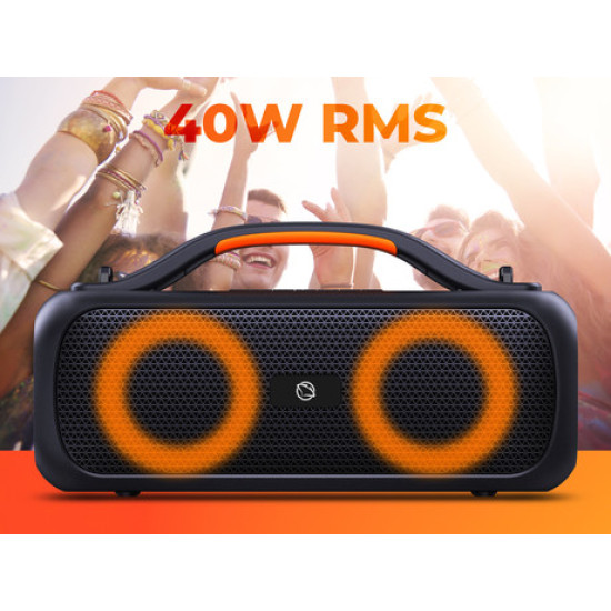 MANTA Boombox SPK216, Bluetooth 5.0, 40W RMS, TWS, punjiva baterija, RGB LED osvjetljenje, IPX5 vodootporan, USB / AUX, Google Assistant & Siri, crna