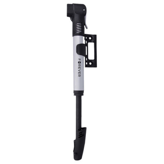 Zračni kompresor za bicikl FOREVER PU-100, prijenosni, montaža na bicikl, Schrader i Presta ventil, do 70 PSI (4,8 bara), aluminij, crna i srebrna