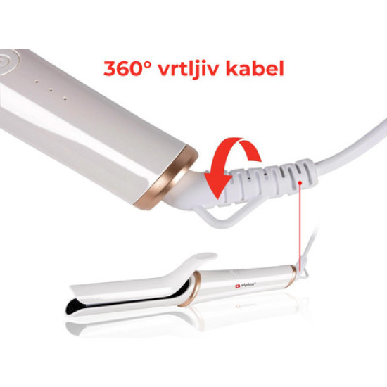 ALPINA pegla za kosu, 25W, podesiva temperatura, LED indikator, 360° kabel, bijela