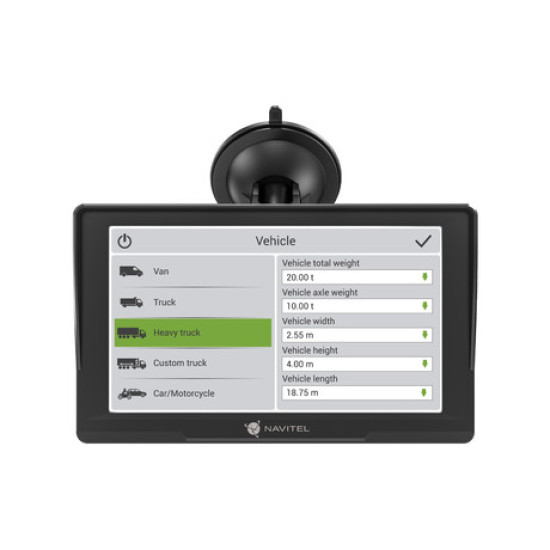 GPS navigacija NAVITEL E777 KAMION, 7" ekran, za kamione, baterija, 3D displej, informacije o vožnji, karte za cijelu Europu