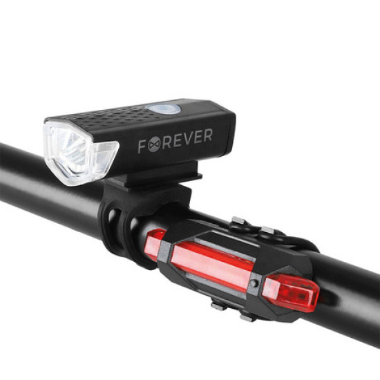 FOREVER BLG-100 set svjetala za bicikl, prednje i stražnje LED svjetlo, punjiva baterija, vodootporan