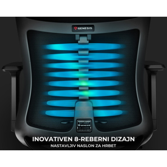 GENESIS ASTAT 700 gaming/uredska stolica, ergonomska, PureFlowPLUS™ tehnologija, ExoBase™ konstrukcija, CareGlide™ kotači, podesiva visina/nagib, crna