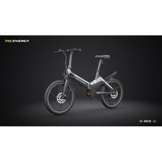 Električni bicikl MS ENERGY i10, sklopivi, gume 20", motor 250W, 6 brzina Shimano, do 50km, do 25km/h, baterija 36V 7.8Ah, crno siva