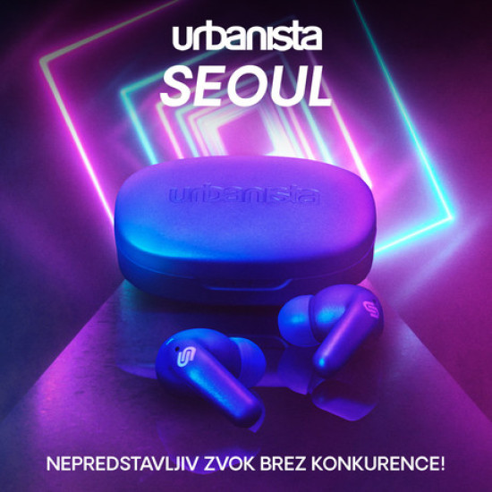 Bežične slušalice URBANISTA SEOUL, Bluetooth® 5.2, TWS, do 32 sata reprodukcije, kontrola na dodir, bežično punjenje, niska latencija, plava (Electric Blue)