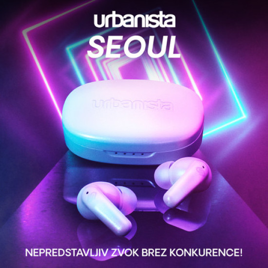 Bežične slušalice URBANISTA SEOUL, Bluetooth® 5.2, TWS, do 32 sata reprodukcije, kontrola na dodir, bežično punjenje, niska latencija, bijele (Pearl White)