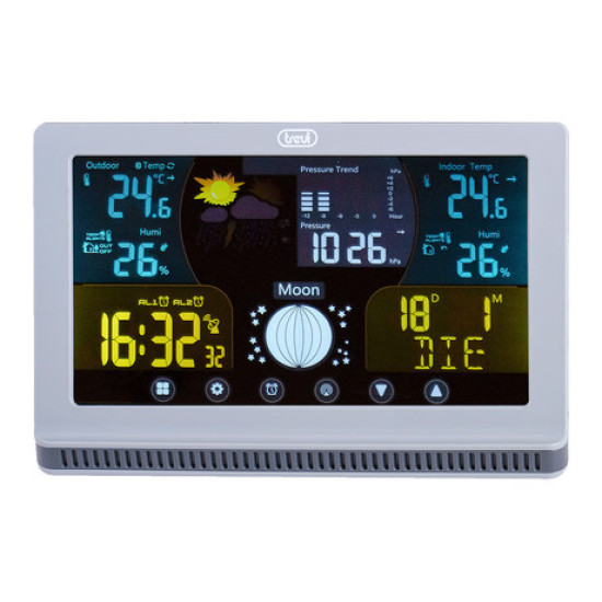 TREVI ME 3P70 RC bežična meteorološka stanica, zidna / stolna, vrijeme, vrijeme, temperatura, vlažnost, tlak, vanjski senzor
