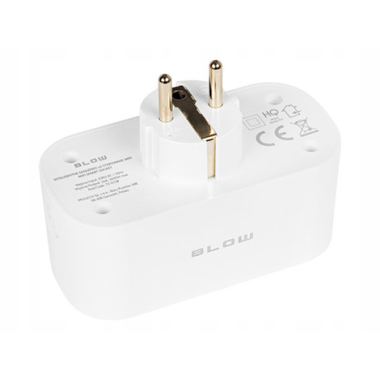 BLOW Dual Smart WiFi utičnica, 3600W, 16A, aplikacija, Android + iOS, bijela