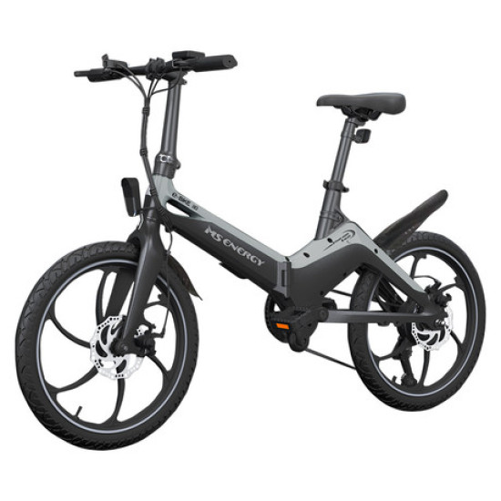 Električni bicikl MS ENERGY i10, sklopivi, gume 20", motor 250W, 6 brzina Shimano, do 50km, do 25km/h, baterija 36V 7.8Ah, crno siva