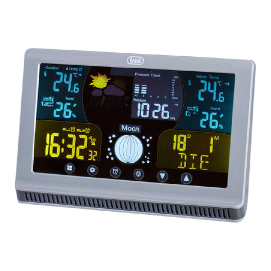 TREVI ME 3P70 RC bežična meteorološka stanica, zidna / stolna, vrijeme, vrijeme, temperatura, vlažnost, tlak, vanjski senzor