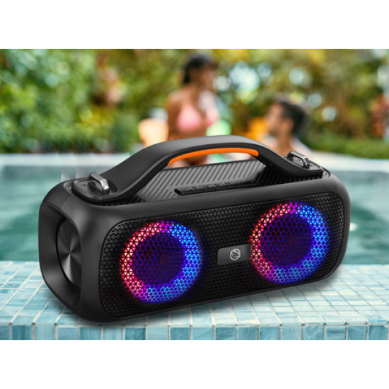 MANTA Boombox SPK216, Bluetooth 5.0, 40W RMS, TWS, punjiva baterija, RGB LED osvjetljenje, IPX5 vodootporan, USB / AUX, Google Assistant & Siri, crna