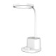 PLATINET PDL008 namizna LED svetilka, 5v1, nastavljiva svetlost, posodica za pisala, stojalo za telefon, polnjenje naprav, nočna svetilka, polnilna baterija, nastavljiv vrat, bela