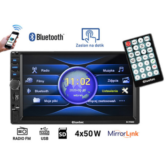 Auto radio BLOW BLUETEC BC9000 78-288 MP5 / 2DIN / 7" ekran u boji osjetljiv na dodir, Bluetooth, USB, SD, Aux-in, ISO konektor