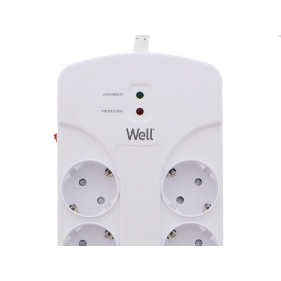 Prenaponska zaštita WELL EXTS-8S3M, 8x utičnica 230V + 4x USB, 16A, 3680W, 3m Prenaponska zaštita WELL EXTS-8S3M, 8x utičnica 230V + 4x USB, 16A, 3680W, 3m