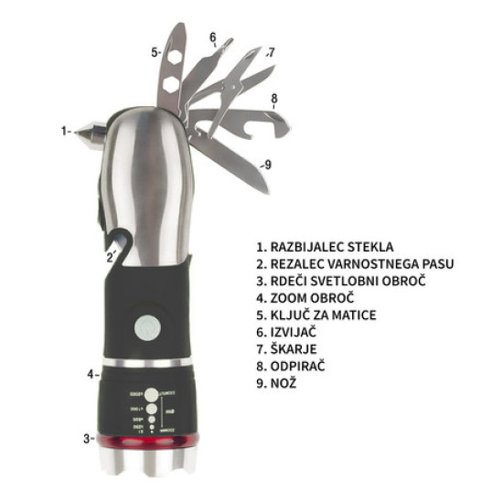 PLATINET prijenosna LED svjetiljka (Flashlight) PAFMT, multifunkcionalna, Alu, ZOOM