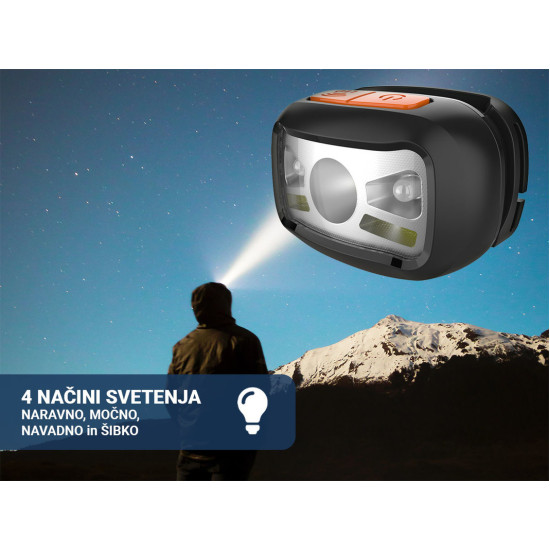 PLATINET LED naglavna svjetiljka PHL2882, 3W, IP20, ugrađena baterija, senzor