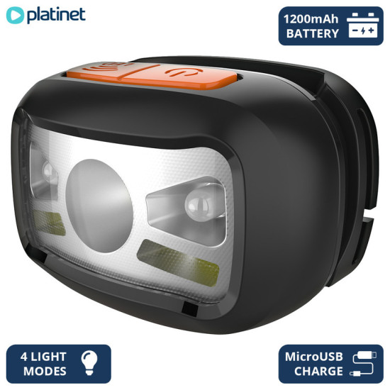PLATINET LED naglavna svjetiljka PHL2882, 3W, IP20, ugrađena baterija, senzor