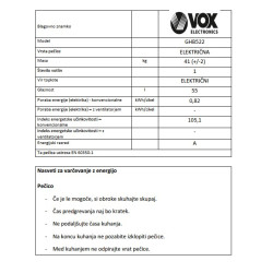 VOX kombinirano kuhalo GHB 522 (2x struja, 2x plin) VOX kombinirano kuhalo GHB 522 (2x struja, 2x plin)