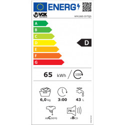 VOX Perilica za rublje WM 1065-SYTQD [D, 6 kg, 1000 o/min, 15 pr., slim]