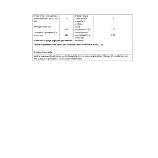 VOX Perilica za rublje WM 1065-SYTQD [D, 6 kg, 1000 o/min, 15 pr., slim]