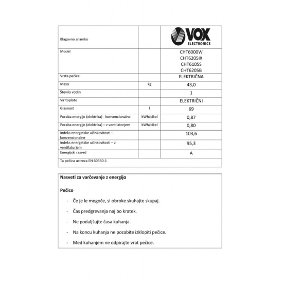 VOX staklokeramički štednjak CHT 6205IX (4x staklokeramika)